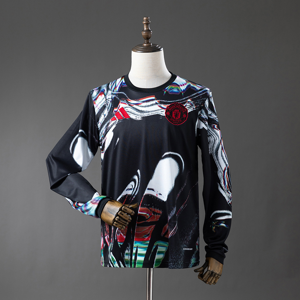 M-U 25/26 Long-Sleeved Pre-Match Jersey – Replica Football Soccer Shirt – S–4XL