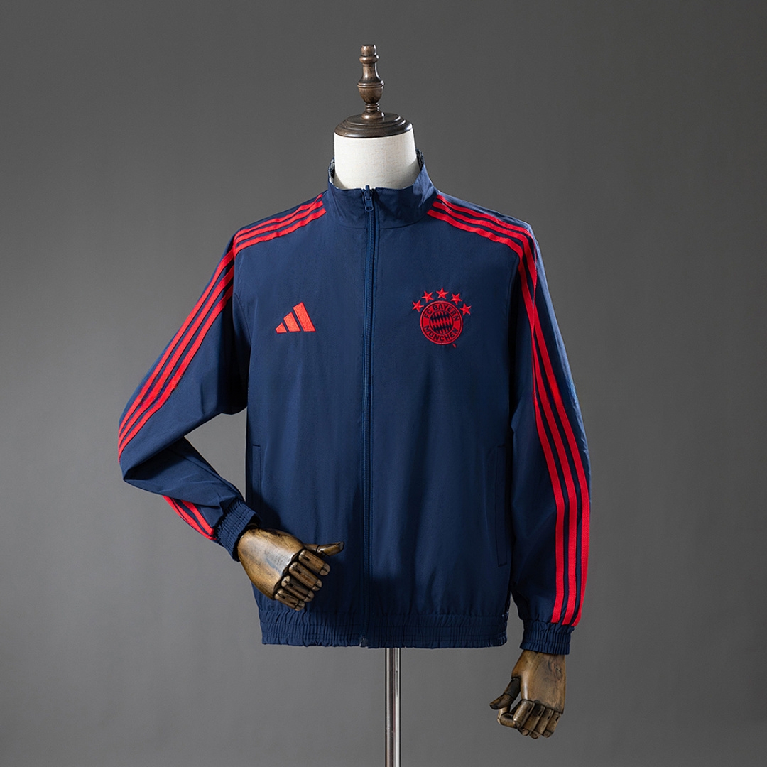 Bayern Munich 25/26 Reversible Jacket Windbreaker – Navy Blue – Replica Football Soccer Jacket – S–3XL