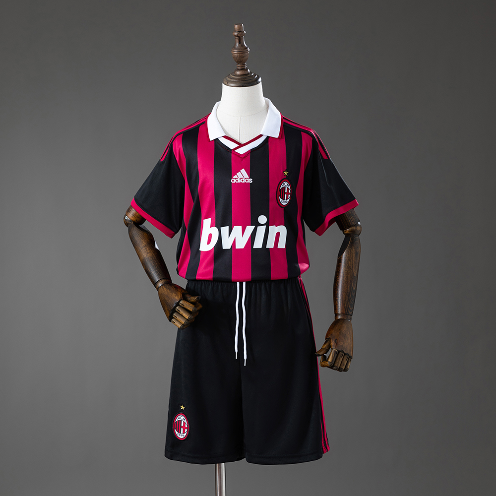 AC Milan 09/10 Home Retro Kids Kit Jersey – Replica Football Soccer Shirt – Size 16–28