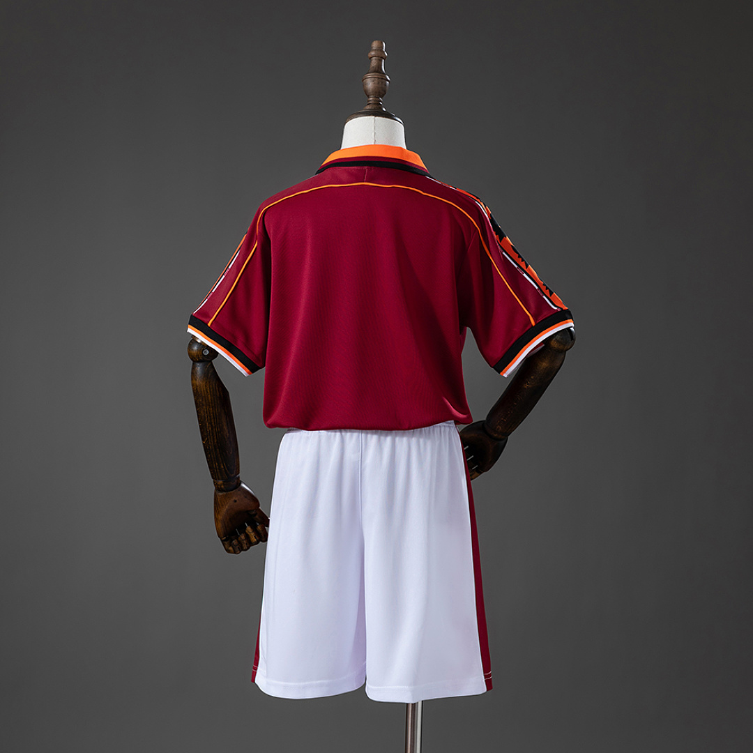Roma 98_99 Home Retro Kids Kit Jersey – Replica Football Soccer Shirt – Size 16–28