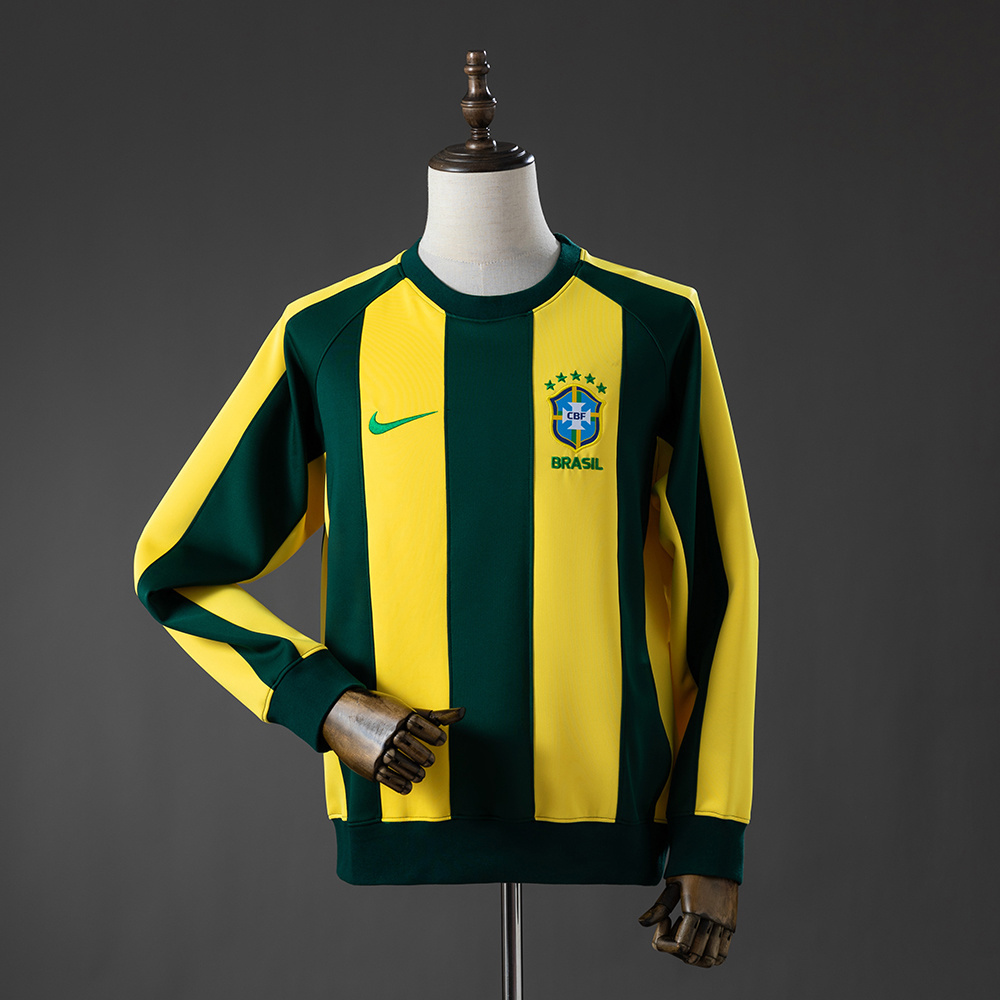 Brazil Long-sleeved Sweatshirt - Yellow & Green – Replica Football Soccer Shirt – M–3XL