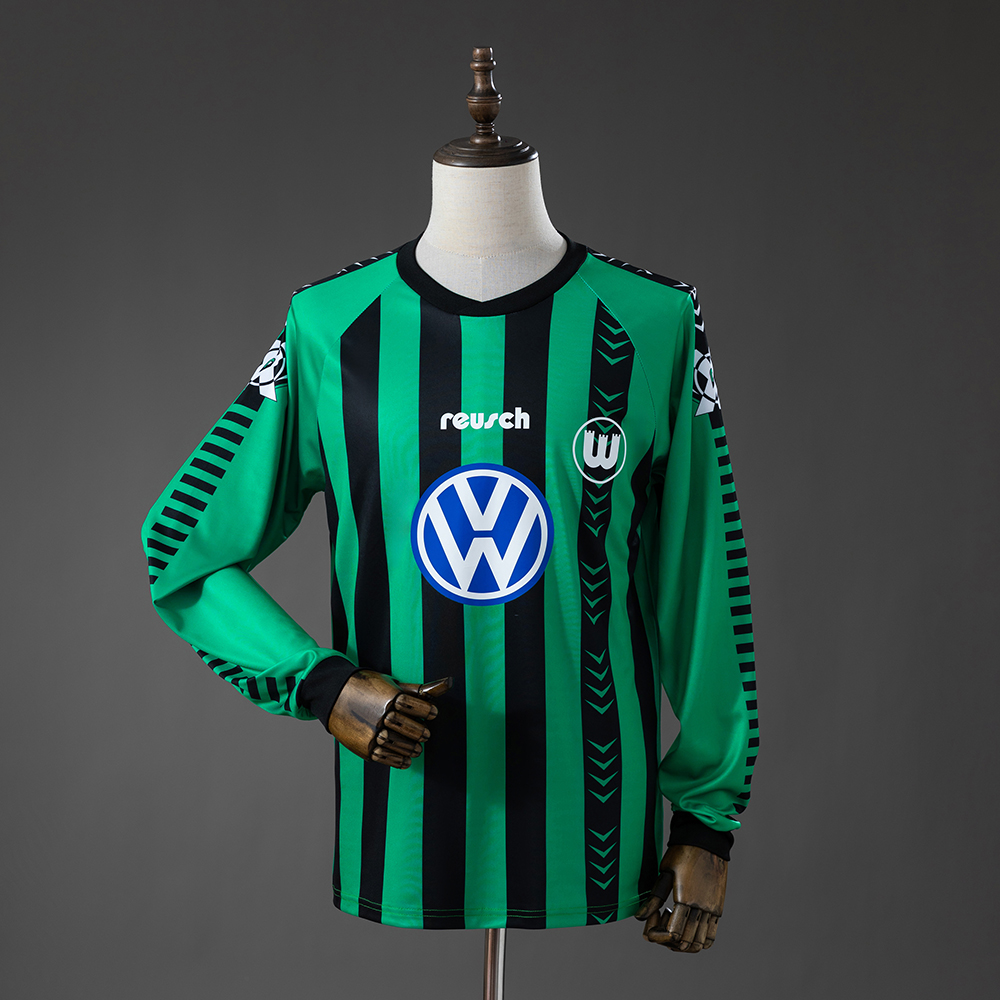 Wolfsburg 95_96 Away Retro Long Sleeve Jersey – Replica Football Soccer Shirt – S–XXL