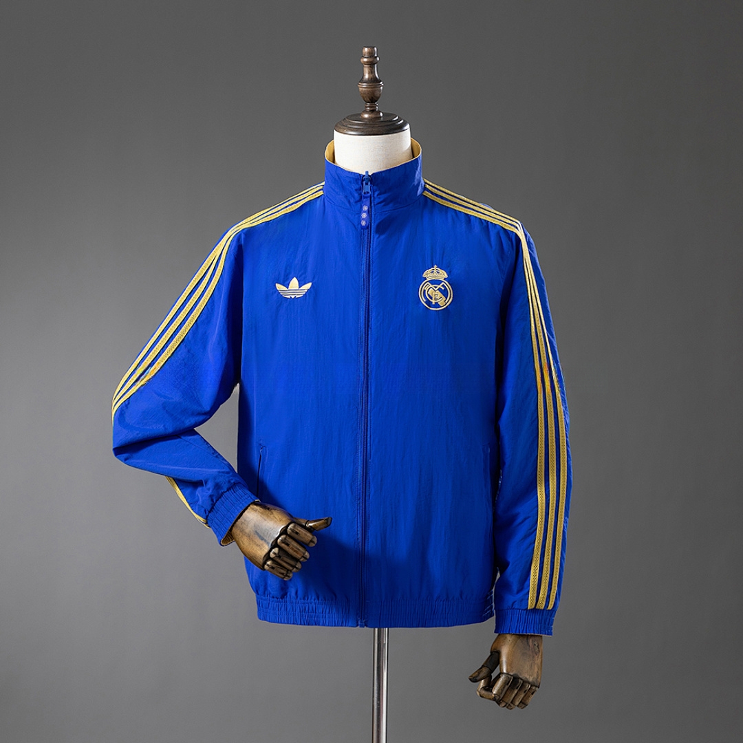 Real Madrid Reversible Jacket Windbreaker – Blue & Yellow – Replica Football Soccer Jacket – S–XXL