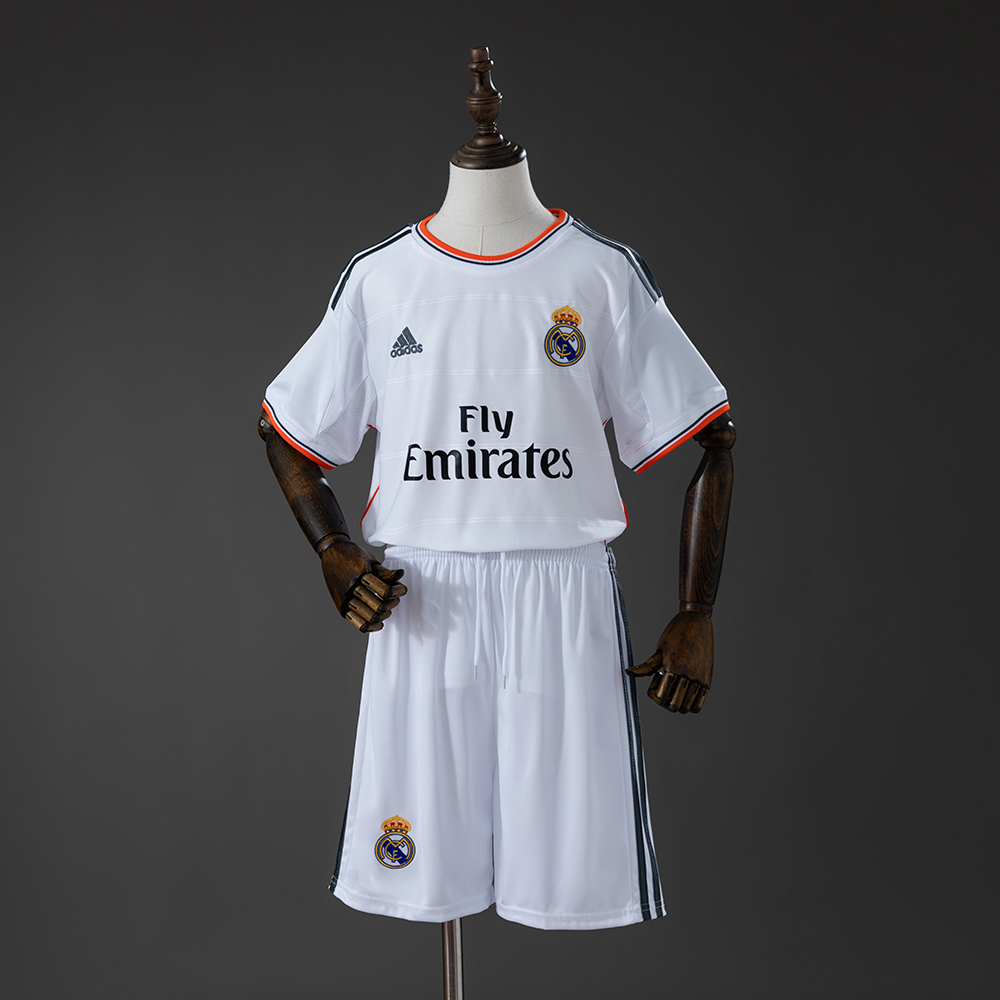 Real Madrid 13_14 Home Retro Kids Kit Jersey – Replica Football Soccer Shirt – Size 16–28