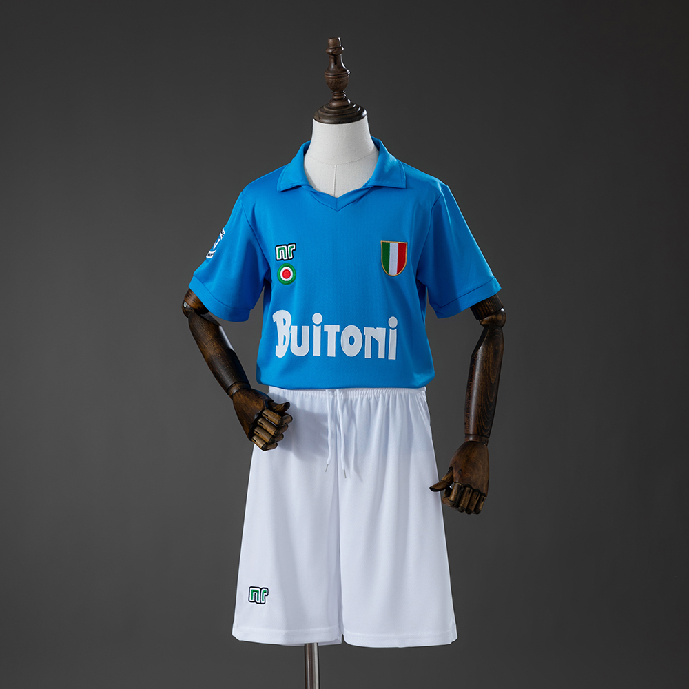 Napoli 87_88 Home Retro Kids Kit Jersey – Replica Football Soccer Shirt – Size 16–28