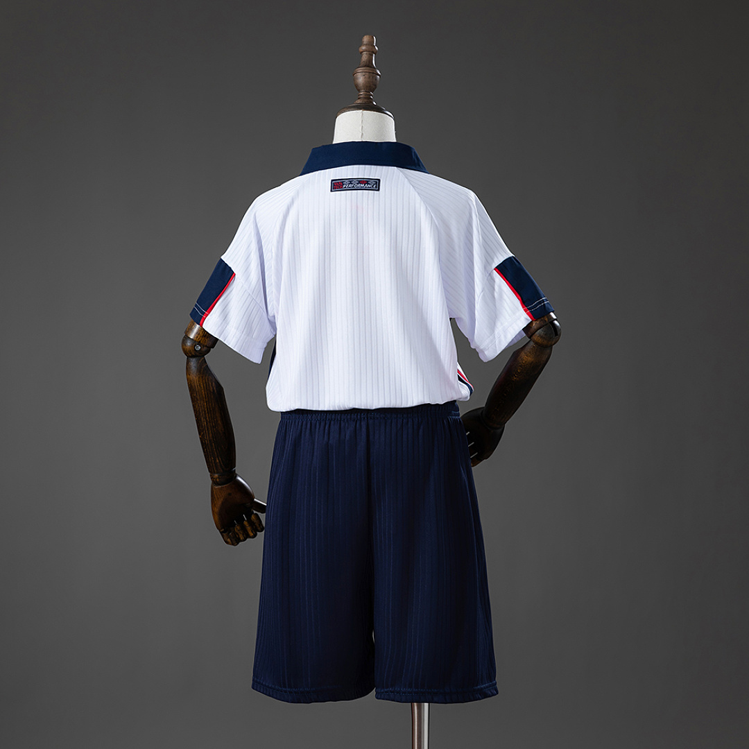 England 1998 Home Retro Kids Kit Jersey – Replica Football Soccer Shirt – Size 16–28