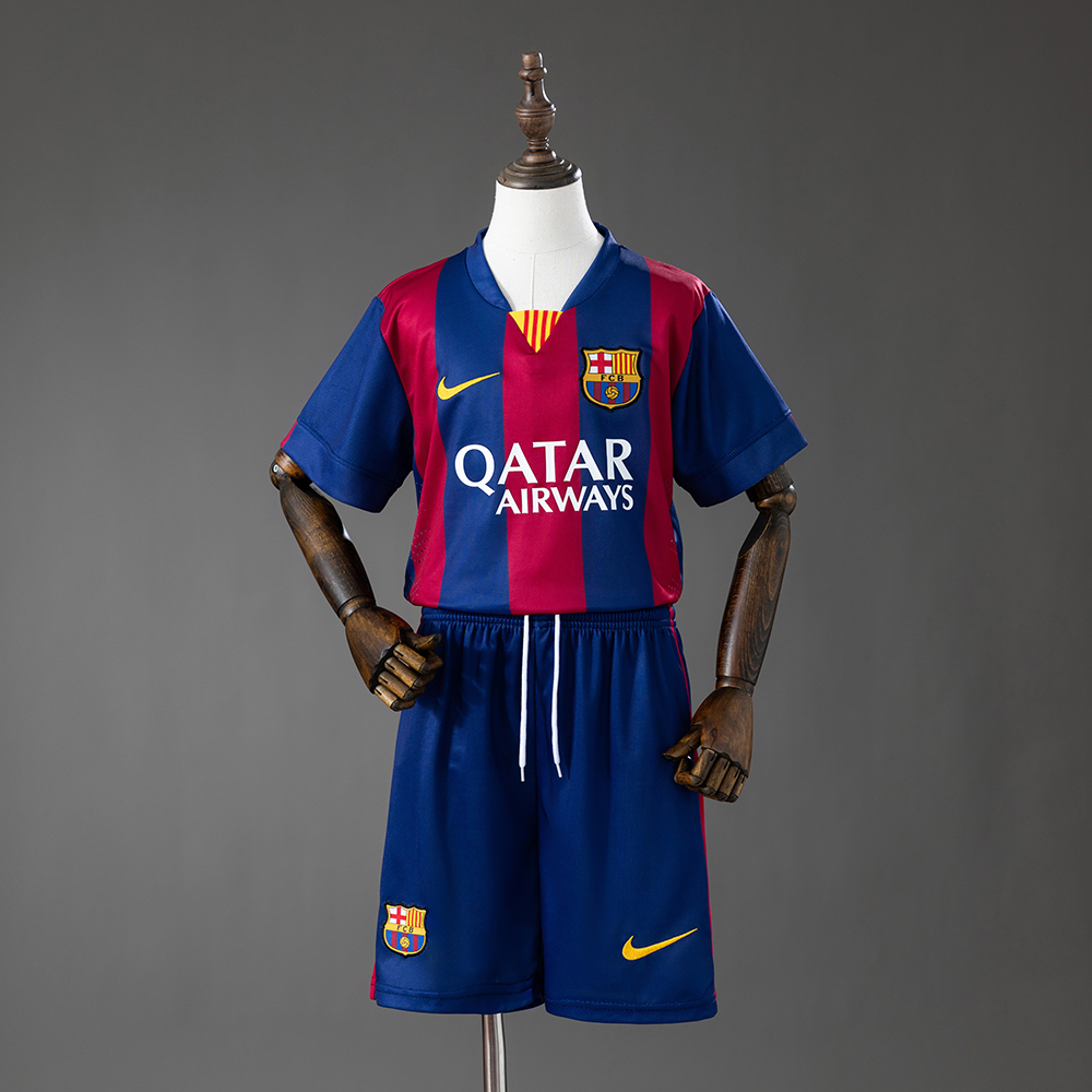 Barcelona 14_15 Home Retro Kids Kit Jersey – Replica Football Soccer Shirt – Size 16–28