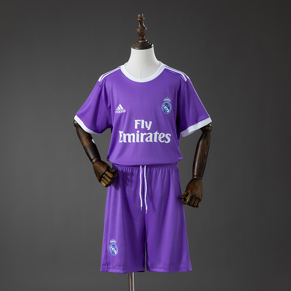Real Madrid 16_17 Away Retro Kids Kit Jersey – Replica Football Soccer Shirt – Size 16–28