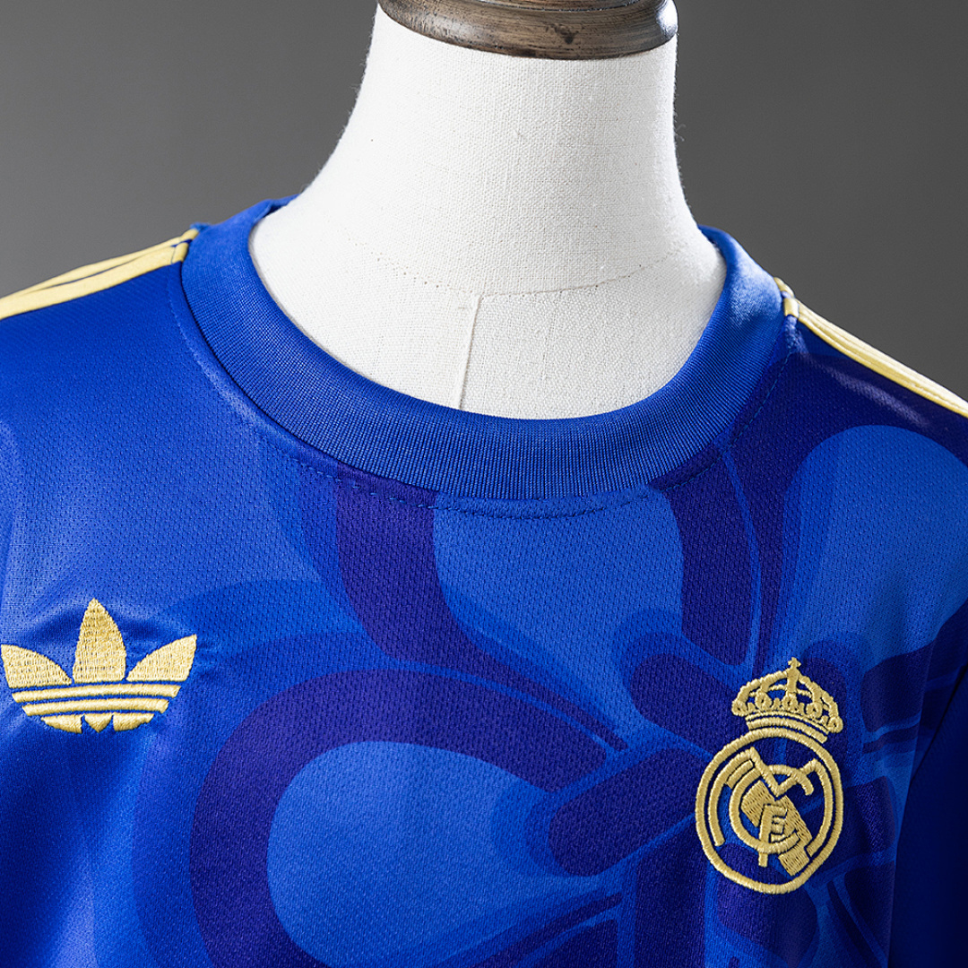 Real Madrid 25/26 Cultural Story – Blue Kids Kit Jersey – Replica Football Soccer Shirt – Size 16–28