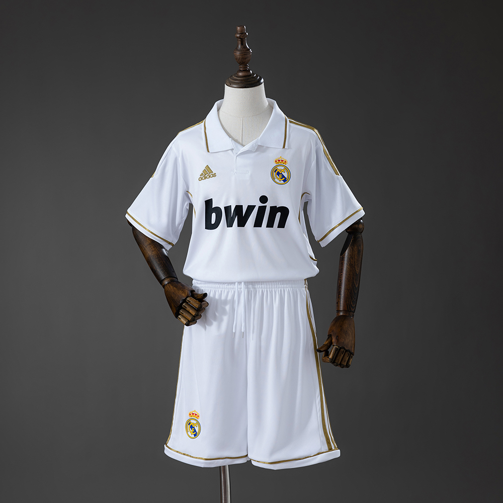 Real Madrid 11_12 Home Retro Kids Kit Jersey – Replica Football Soccer Shirt – Size 16–28