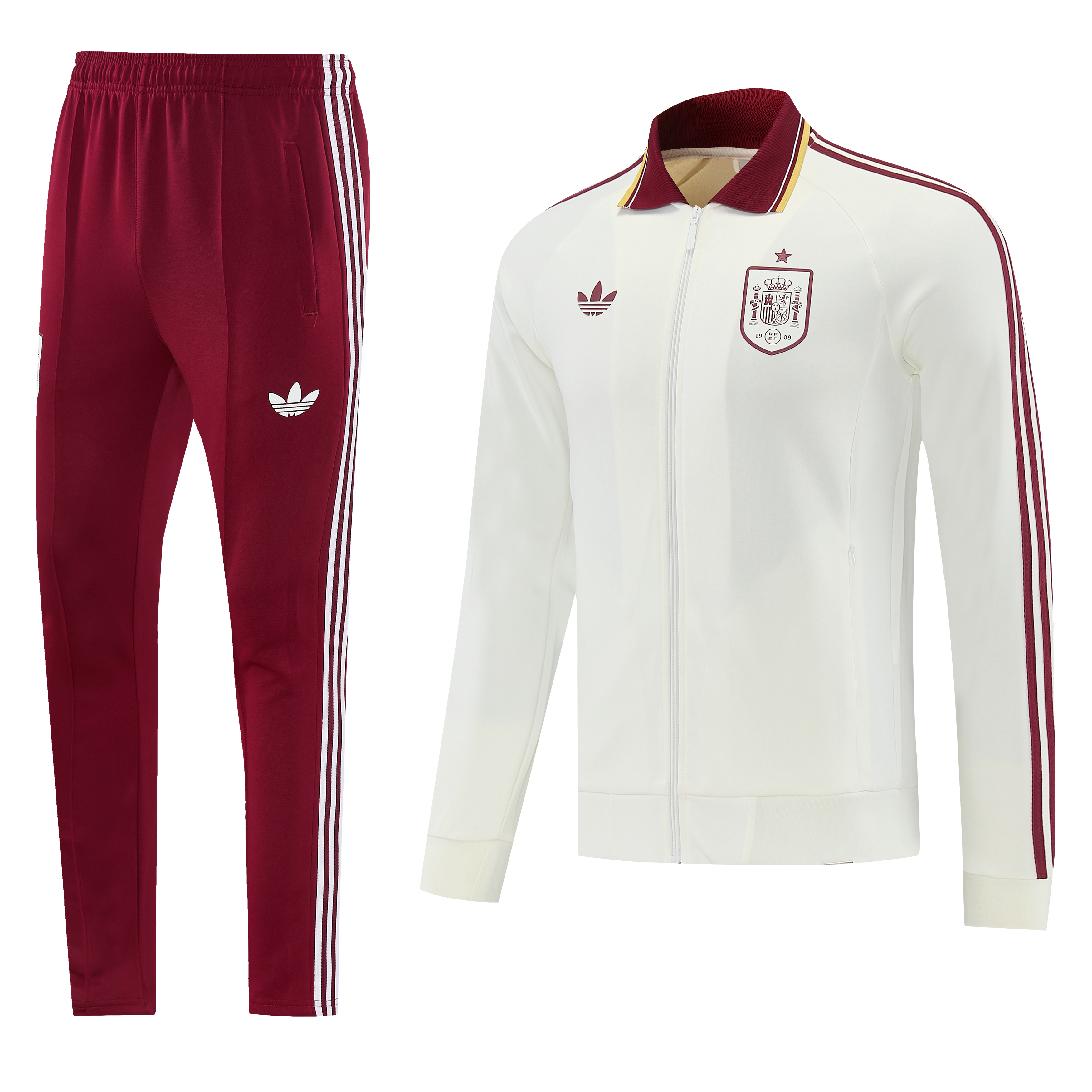 Spain Originals Track Jacket & Pants Set - White/Burgundy S-XXL