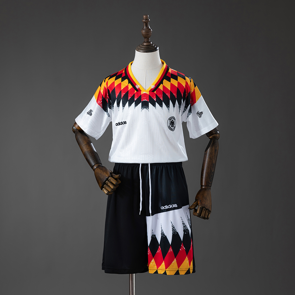 Germany 1994 Home Retro Kids Kit Jersey – Replica Football Soccer Shirt – Size 16–28