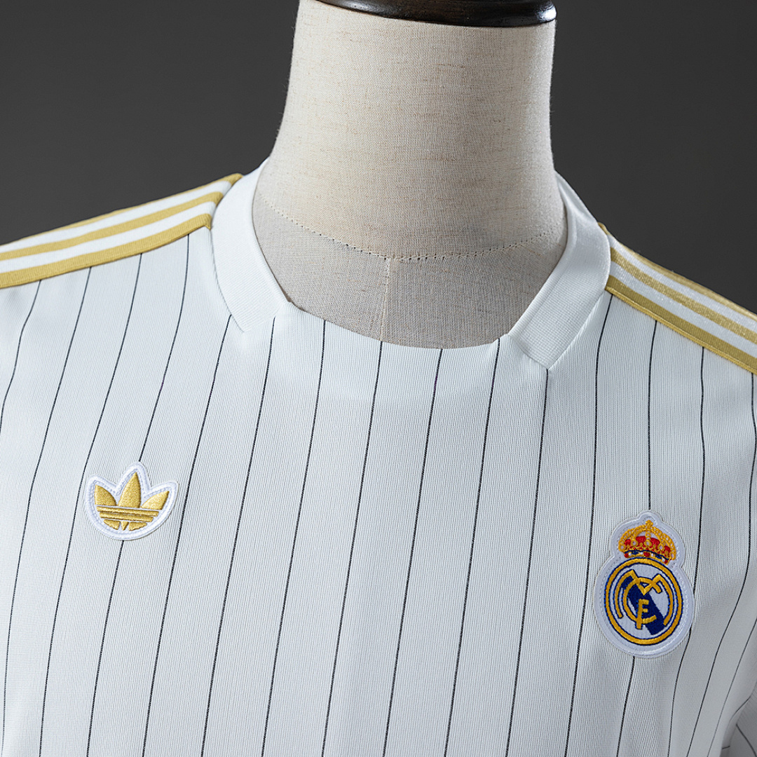 Real Madrid Terrace Icons T-Shirt White Gold – Replica Football Soccer Shirt – S–XXL