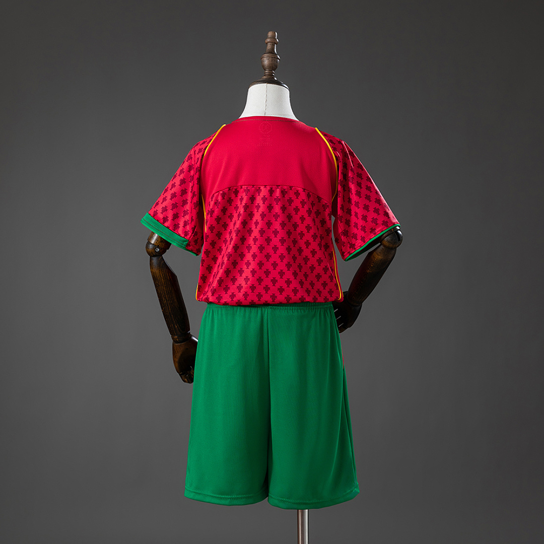Portugal 2004 Home Retro Kids Kit Jersey – Replica Football Soccer Shirt – Size 16–28