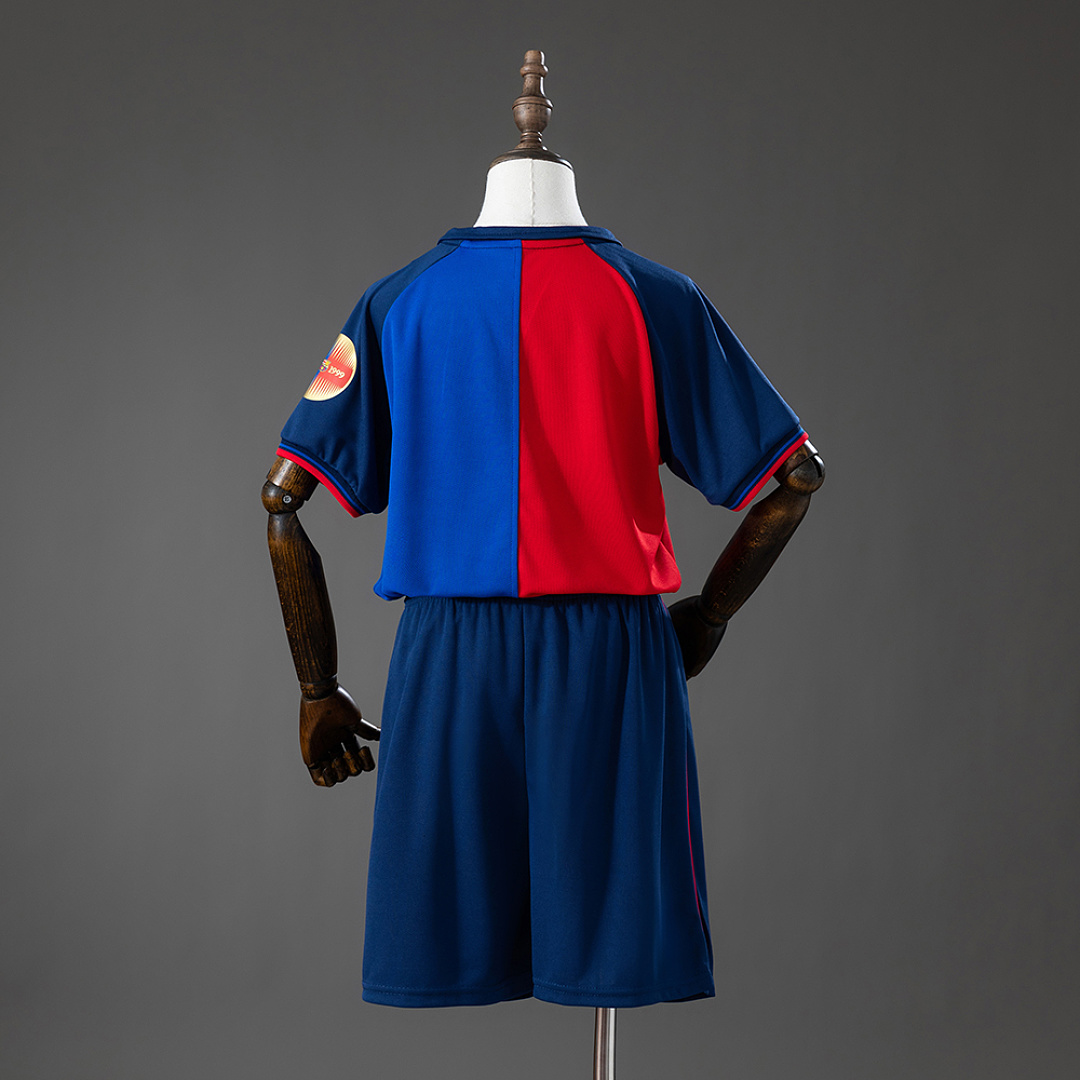 Barcelona 100th Anniversary Retro Kids Kit Jersey – Replica Football Soccer Shirt – Size 16–28