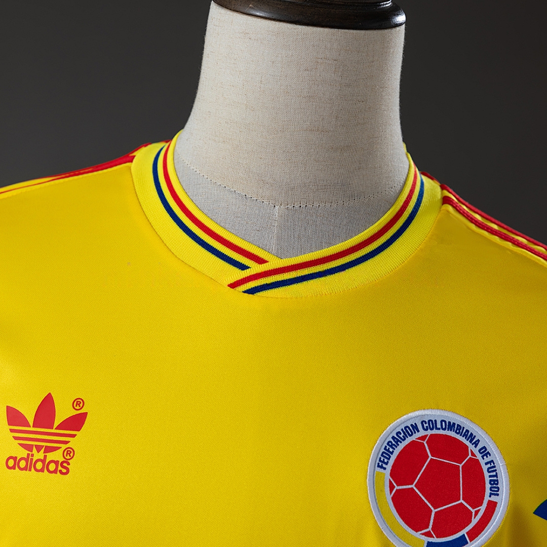 Colombia 1990 Originals Retro Home Long Sleeve Jersey – Replica Football Soccer Shirt – S–XXL