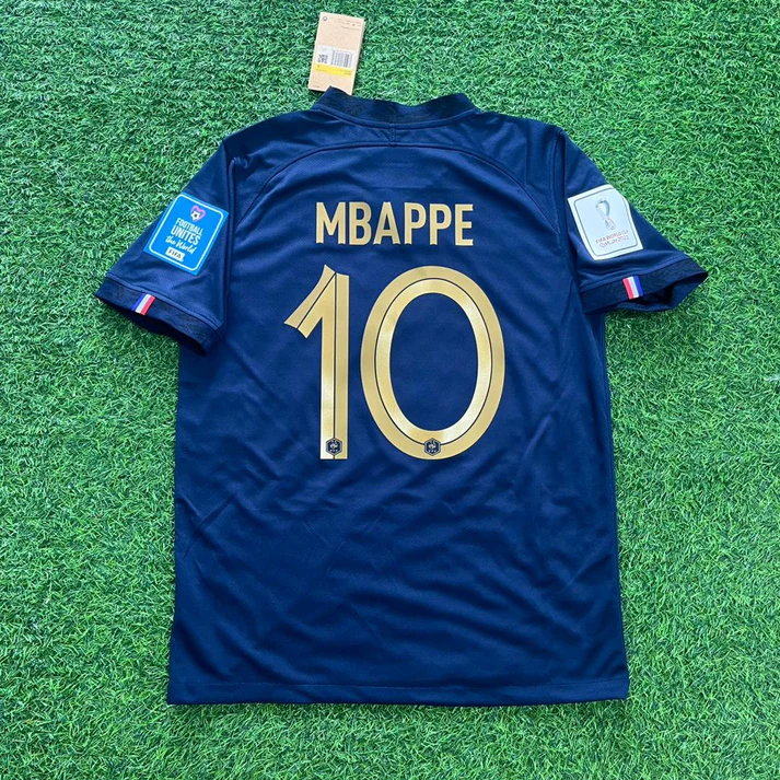 Kylian Mbappe France 2022 World Cup Final Retro Jersey Maillot Trikot Soccer Shirt