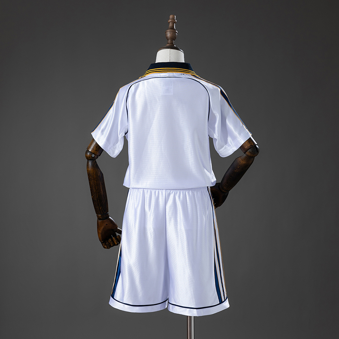 Real Madrid 98_00 Home Retro Kids Kit Jersey – Replica Football Soccer Shirt – Size 16–28