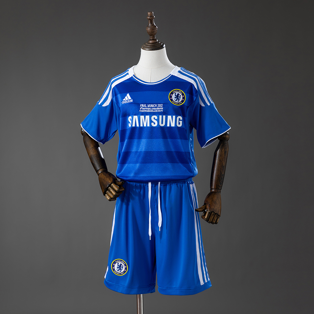 Chelsea 11_12 Home (UEFA Champions League) Retro Kids Kit Jersey – Replica Football Soccer Shirt – Size 16–28