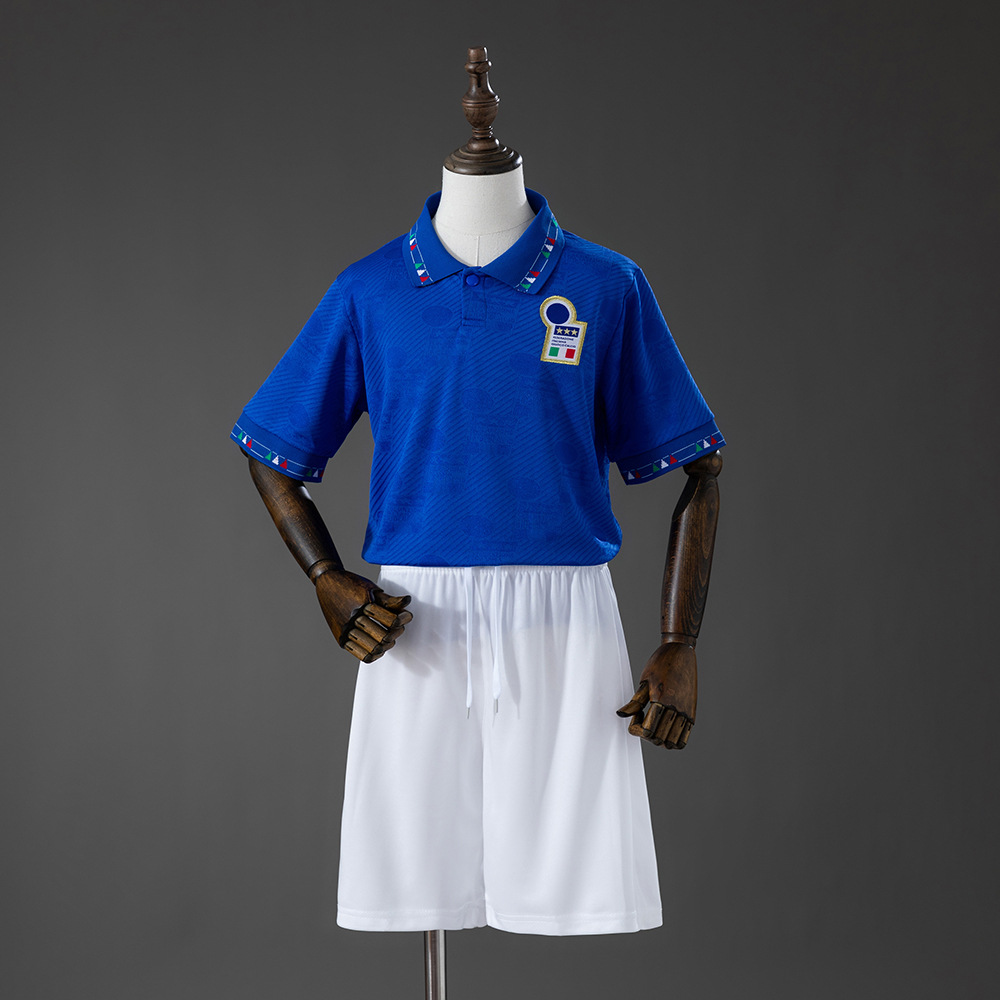Italy 1994 Home Retro Kids Kit Jersey – Replica Football Soccer Shirt – Size 16–28