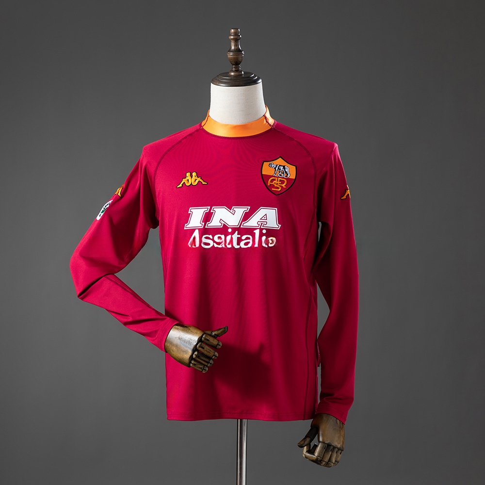 Roma 00_01 Home Long Sleeve Retro Jersey – Replica Football Soccer Shirt – S–XXL