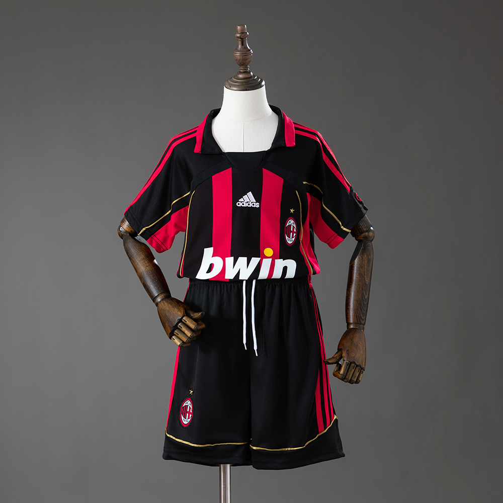 AC Milan 06/07 Home Retro Kids Kit Jersey – Replica Football Soccer Shirt – Size 16–28