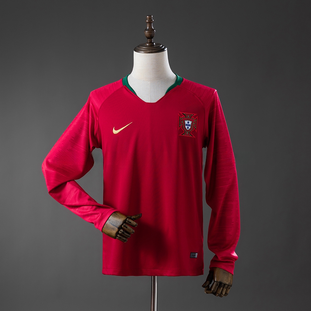 Portugal 2018 Home Long-Sleeved Retro Jersey – Replica Football Soccer Shirt – S–XXL