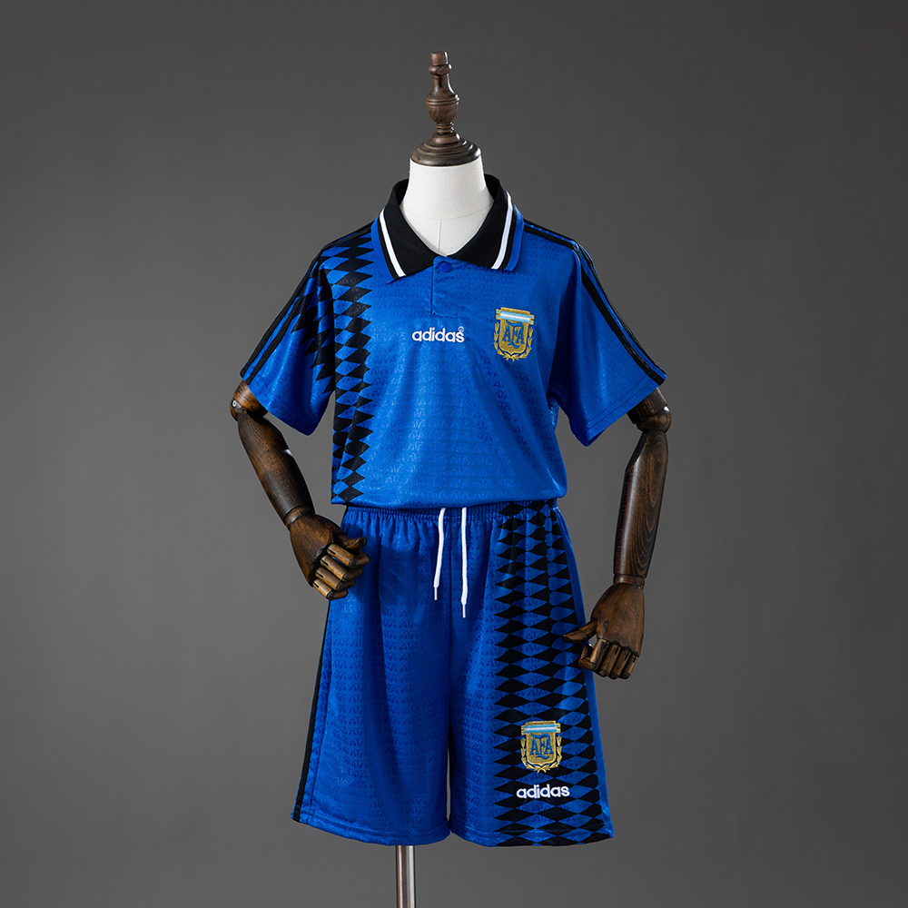 Argentina 1994 Away Retro Kids Kit Jersey – Replica Football Soccer Shirt – Size 16–28