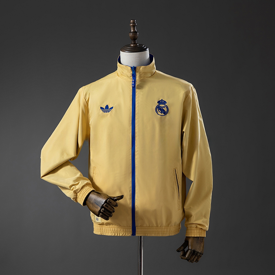 Real Madrid Reversible Jacket Windbreaker – Blue & Yellow – Replica Football Soccer Jacket – S–XXL
