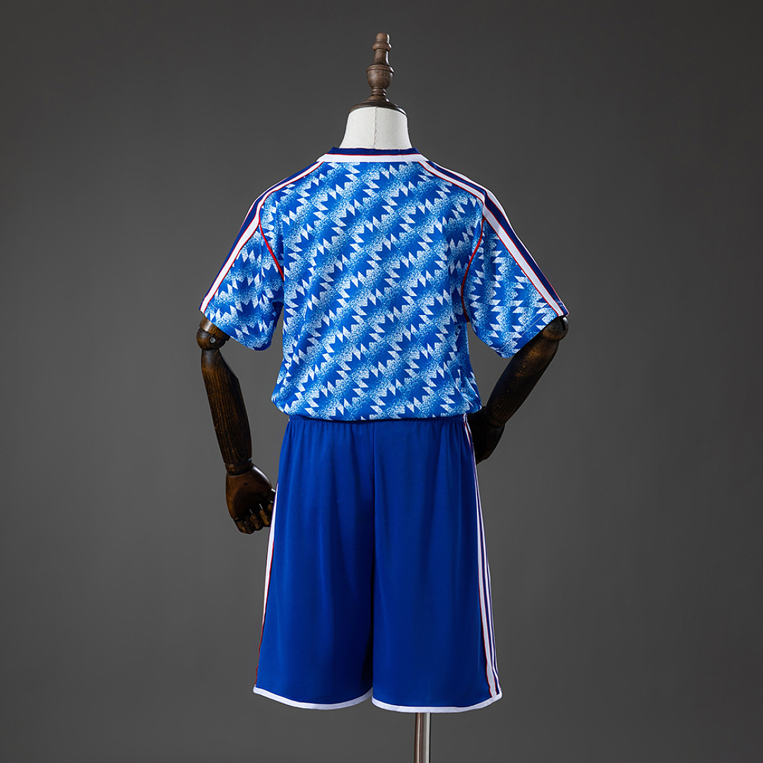 M-U 90_92 Away Retro Kids Kit Jersey – Replica Football Soccer Shirt – Size 16–28