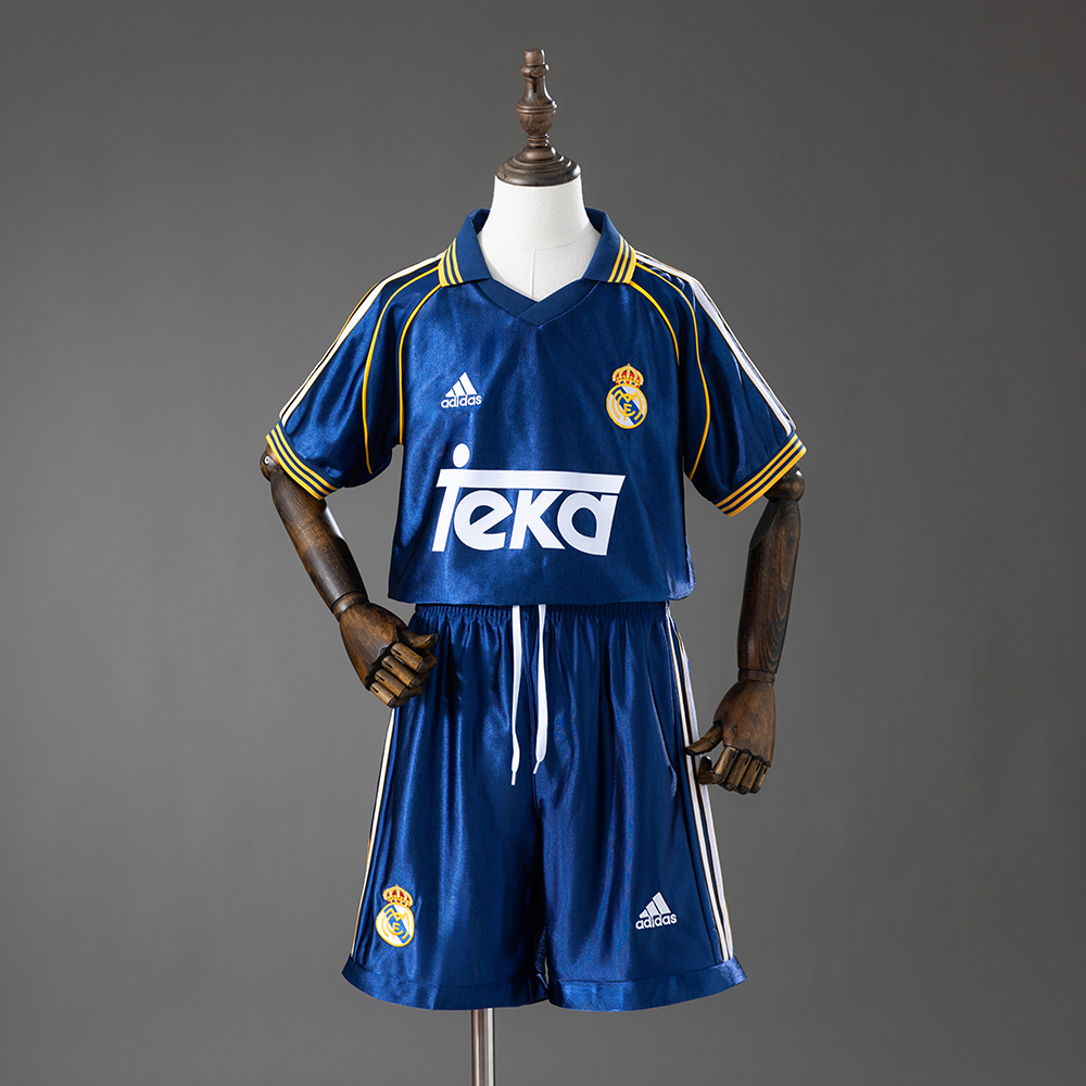 Real Madrid 98_00 Third Away Retro Kids Kit Jersey – Replica Football Soccer Shirt – Size 16–28