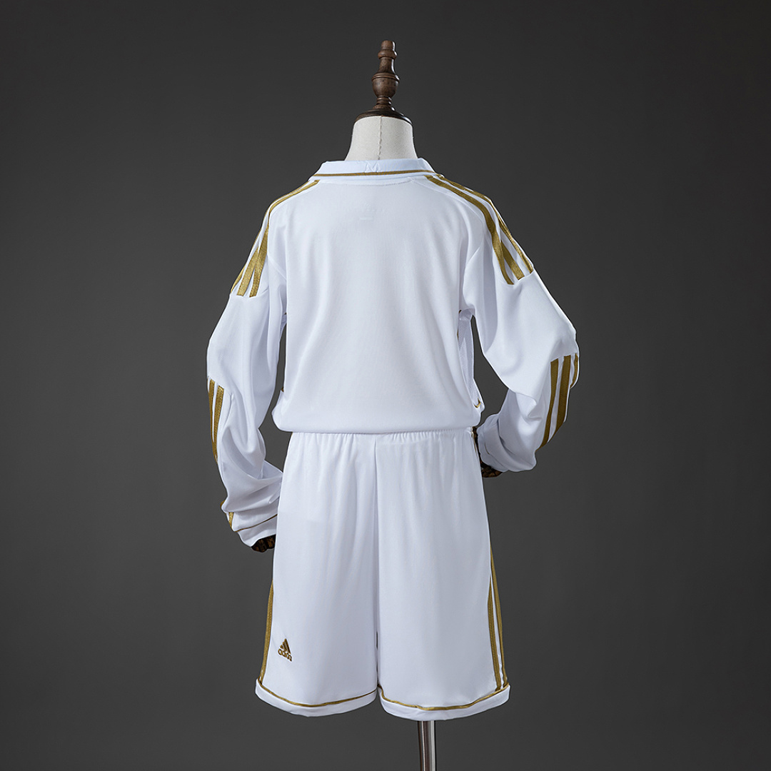 Real Madrid 11_12 Home Retro Long-Sleeve Kids Kit Jersey – Replica Football Soccer Shirt – Size 16–28