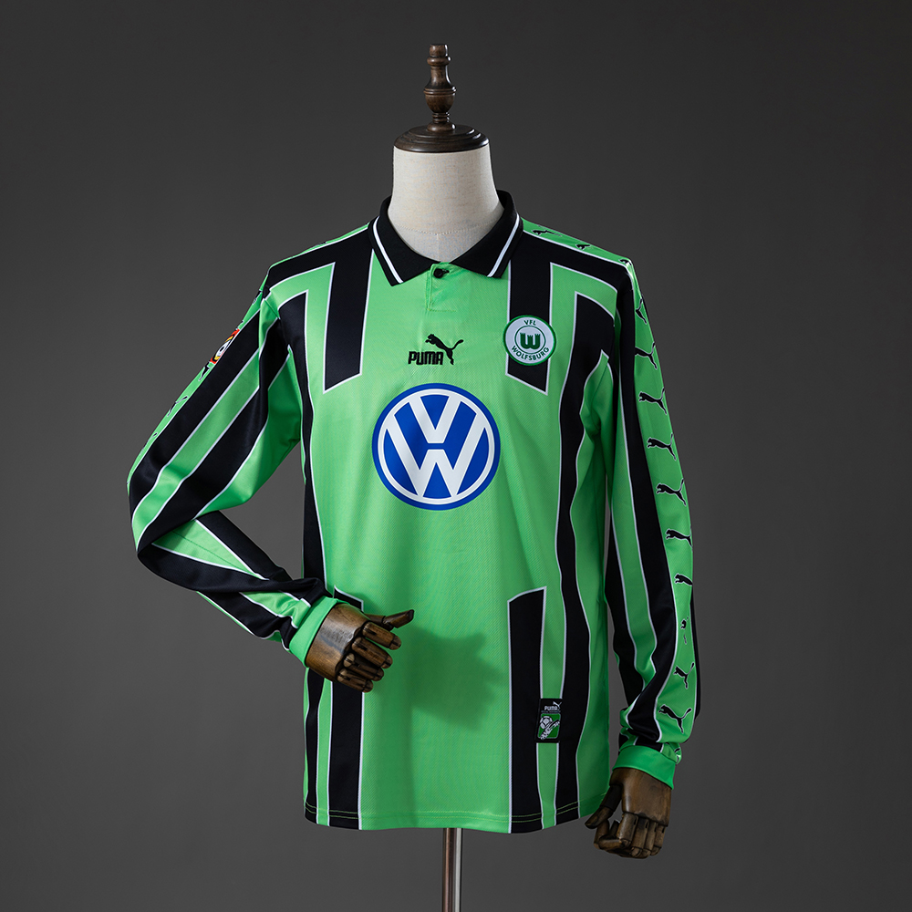 Wolfsburg 99_00 Away Retro Long Sleeve Jersey – Replica Football Soccer Shirt – S–XXL