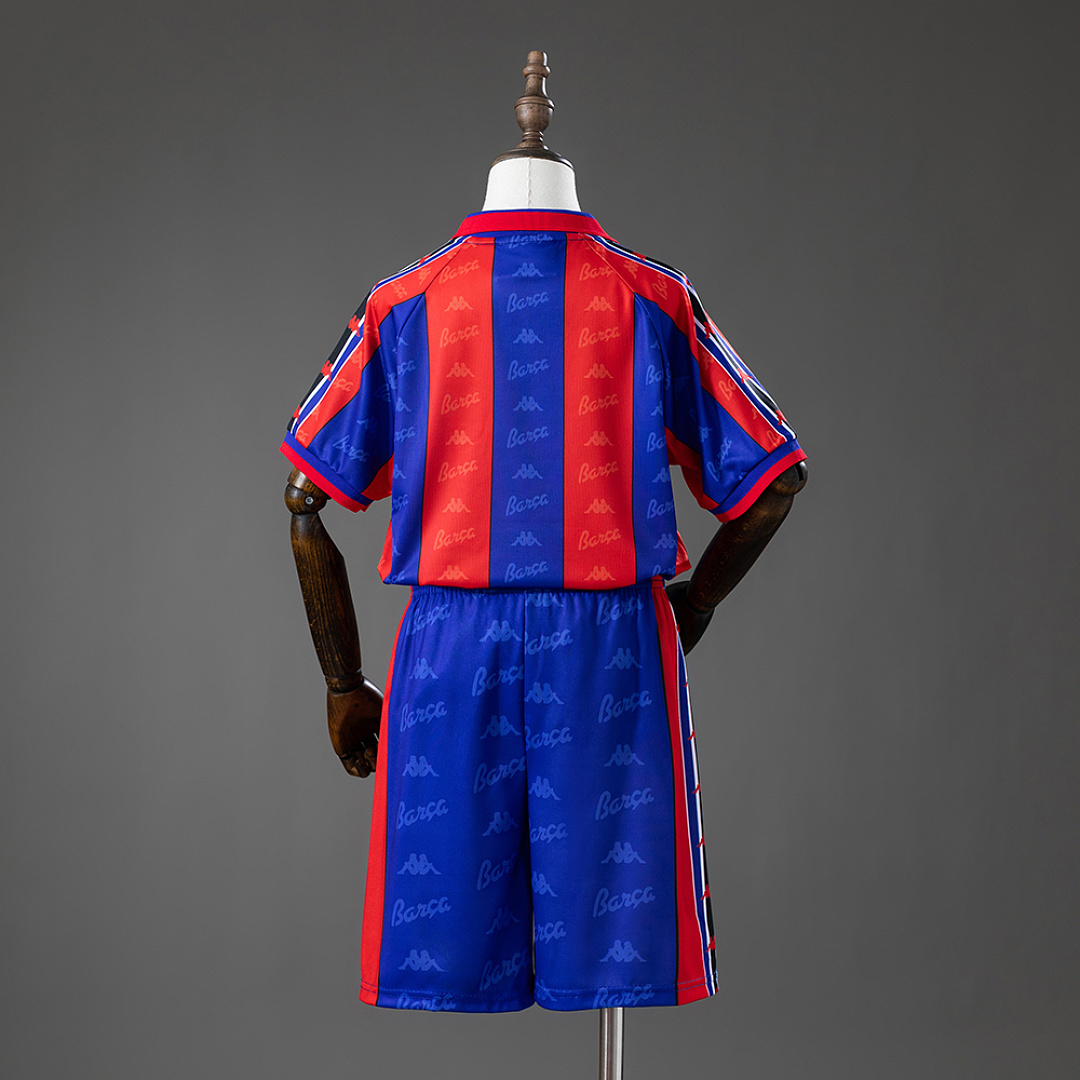 Barcelona 96_97 Home Retro Kids Kit Jersey – Replica Football Soccer Shirt – Size 16–28