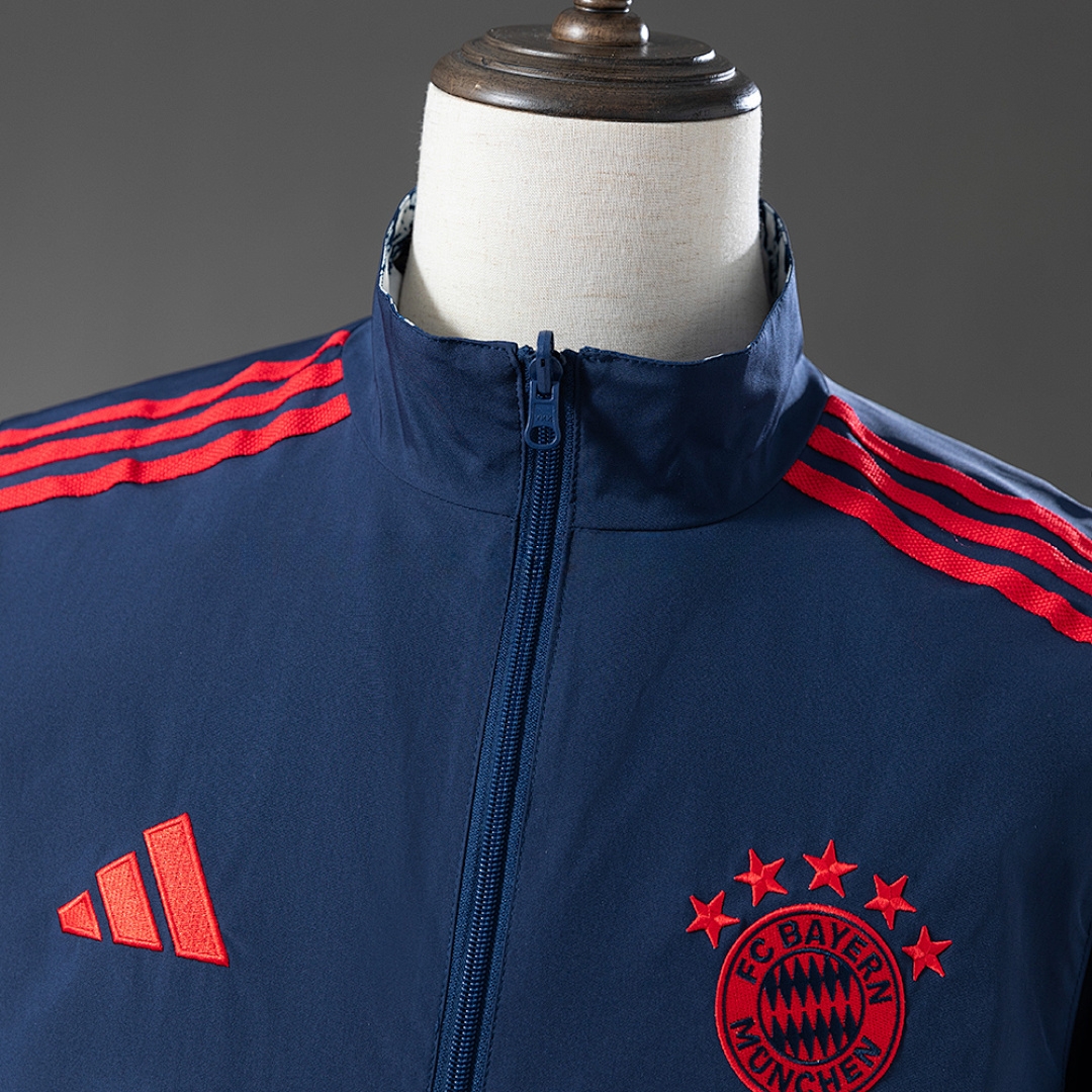 Bayern Munich 25/26 Reversible Jacket Windbreaker – Navy Blue – Replica Football Soccer Jacket – S–3XL