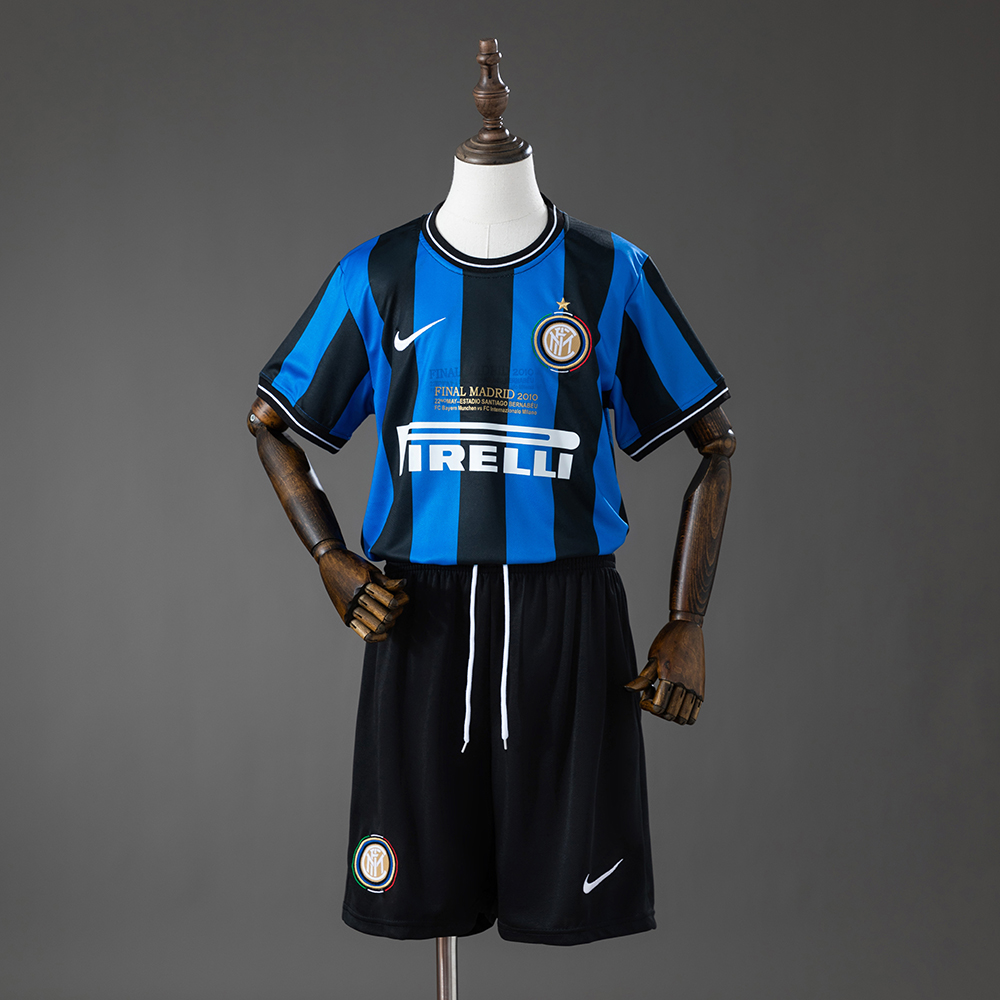 Inter Milan 09_10 Home (UEFA Champions League) Retro Kids Kit Jersey – Replica Football Soccer Shirt – Size 16–28