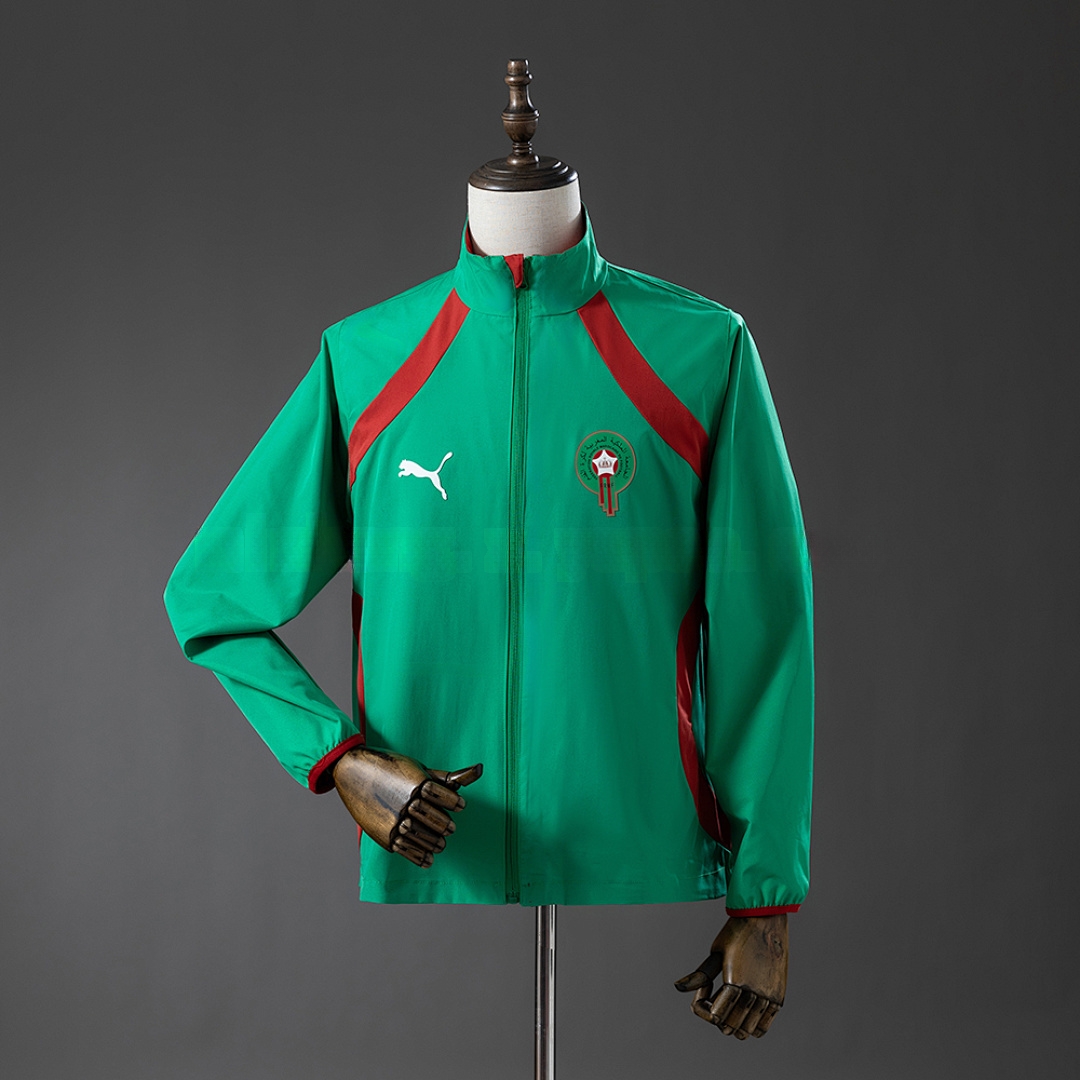 Morocco 2026 Reversible Jacket Windbreaker – Red & Green – Replica Football Soccer Jacket – S–3XL
