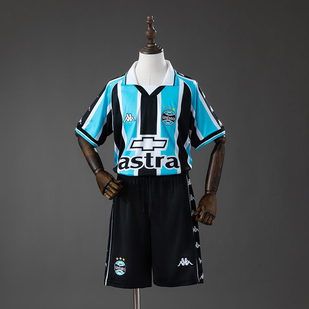 Gremio 2000 Home Retro Kids Kit Jersey – Replica Football Soccer Shirt – Size 16–28