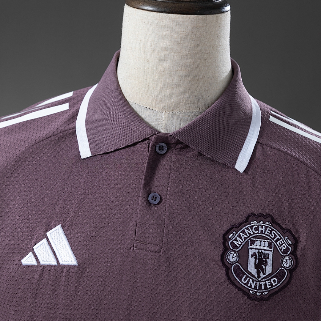 M-U 25_26 POLO - Grey Purple S-XXL – Replica Football Soccer Shirt – S–XXL