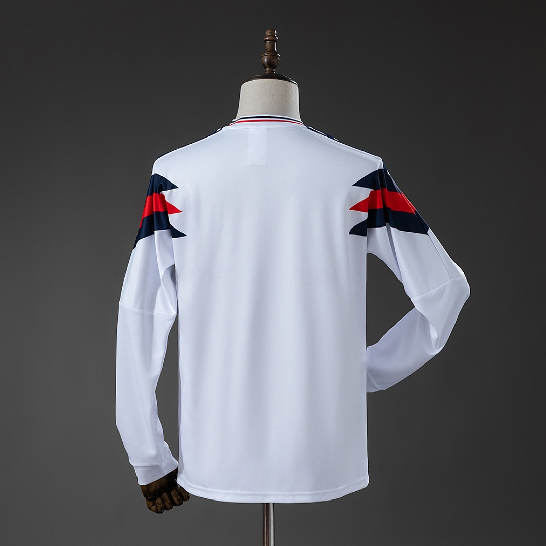 England 1990 Home Retro Long Sleeve Jersey – Replica Football Soccer Shirt – S–XXL
