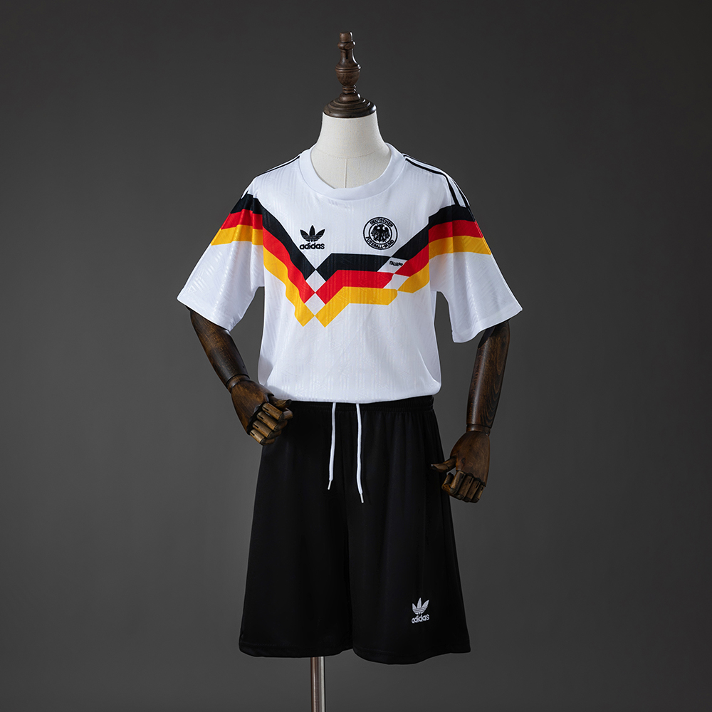 Germany 1990 Home Retro Kids Kit Jersey – Replica Football Soccer Shirt – Size 16–28