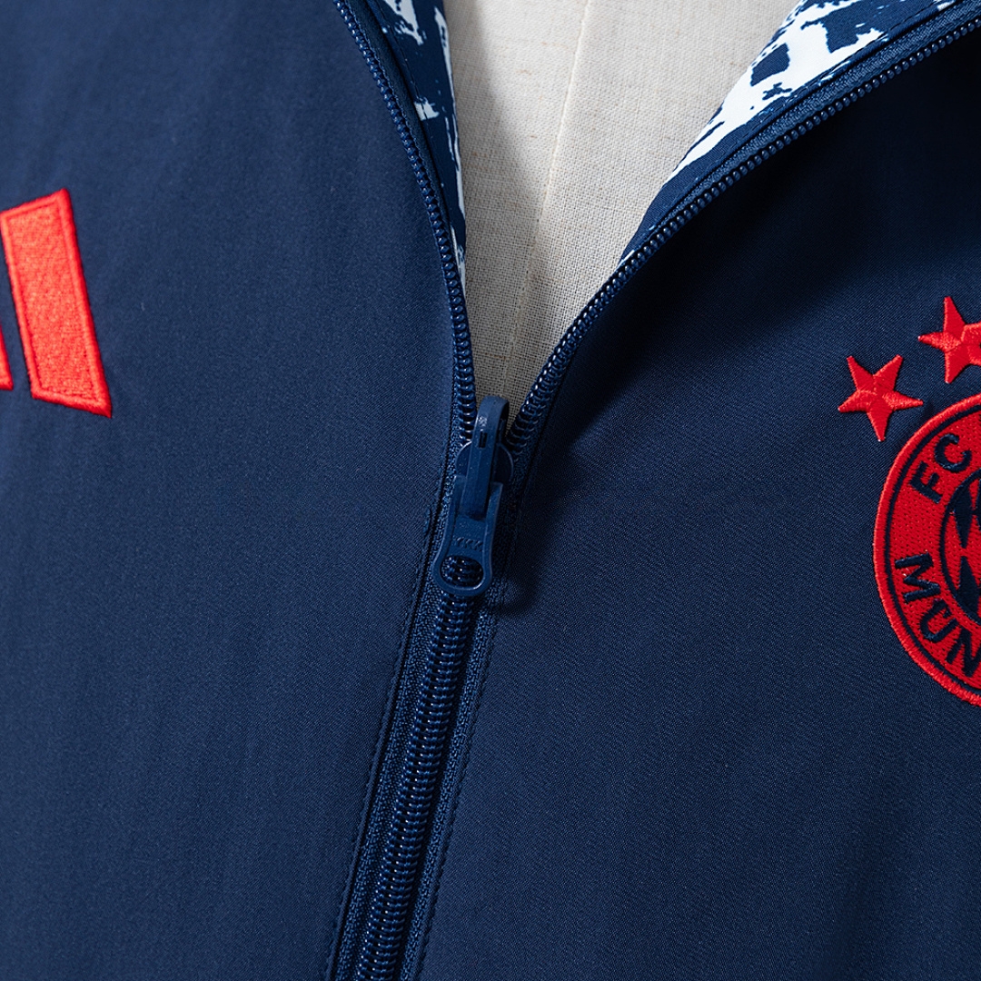 Bayern Munich 25/26 Reversible Jacket Windbreaker – Navy Blue – Replica Football Soccer Jacket – S–3XL