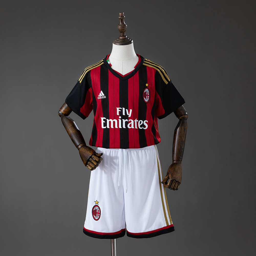 AC Milan 13/14 Home Retro Kids Kit Jersey – Replica Football Soccer Shirt – Size 16–28