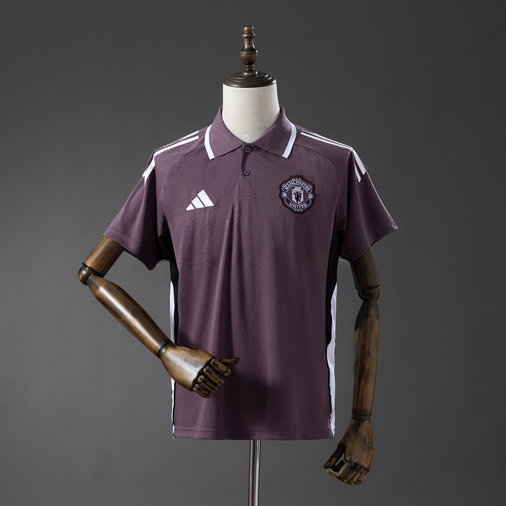 M-U 25_26 POLO - Grey Purple S-XXL – Replica Football Soccer Shirt – S–XXL