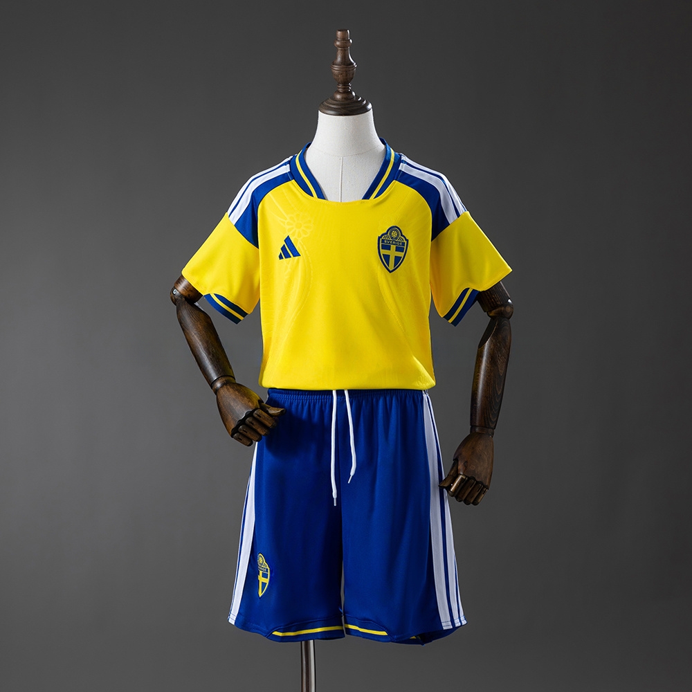 Sweden 2026 Home Kids Kit Jersey – Replica Football Soccer Shirt – Size 16-28