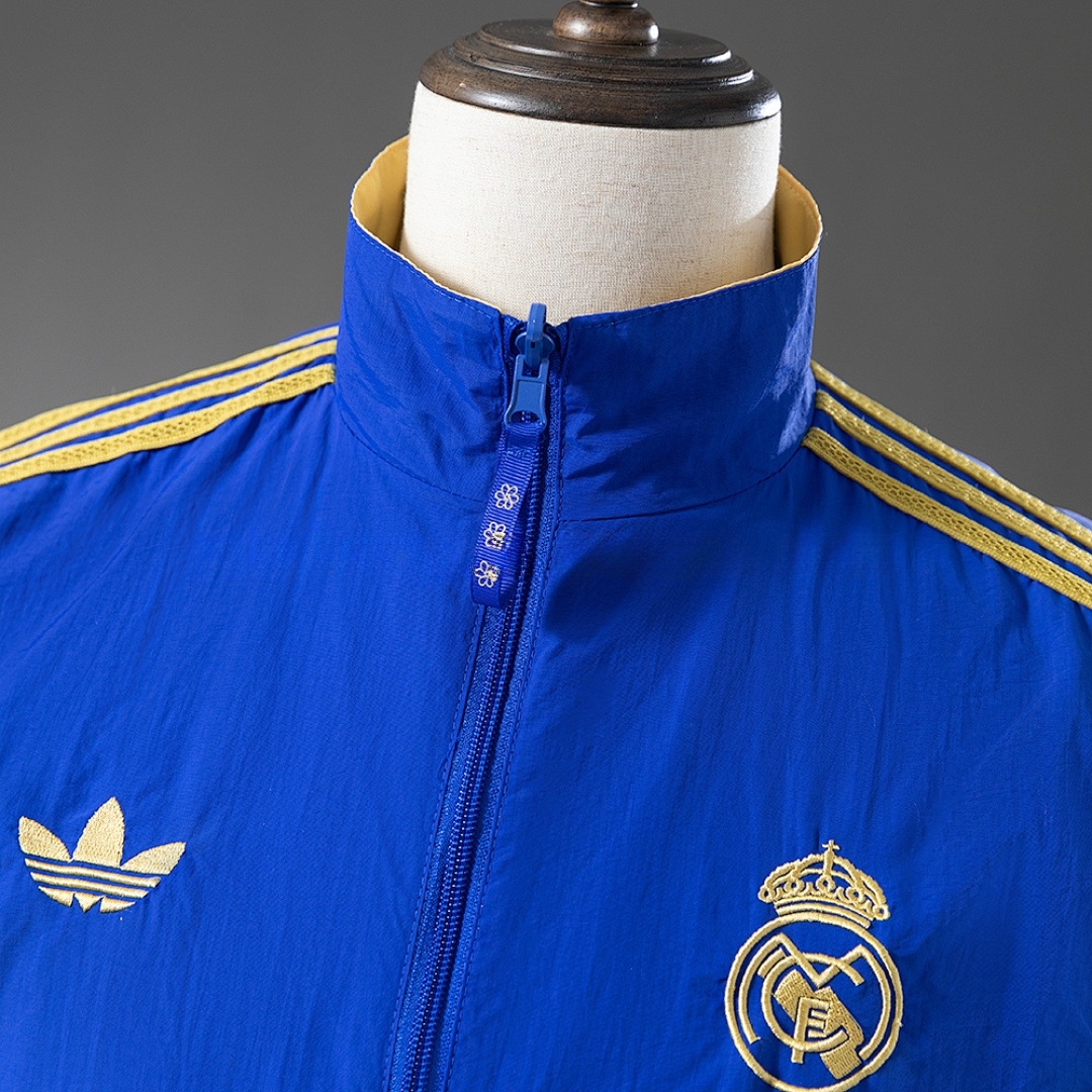 Real Madrid Reversible Jacket Windbreaker – Blue & Yellow – Replica Football Soccer Jacket – S–XXL
