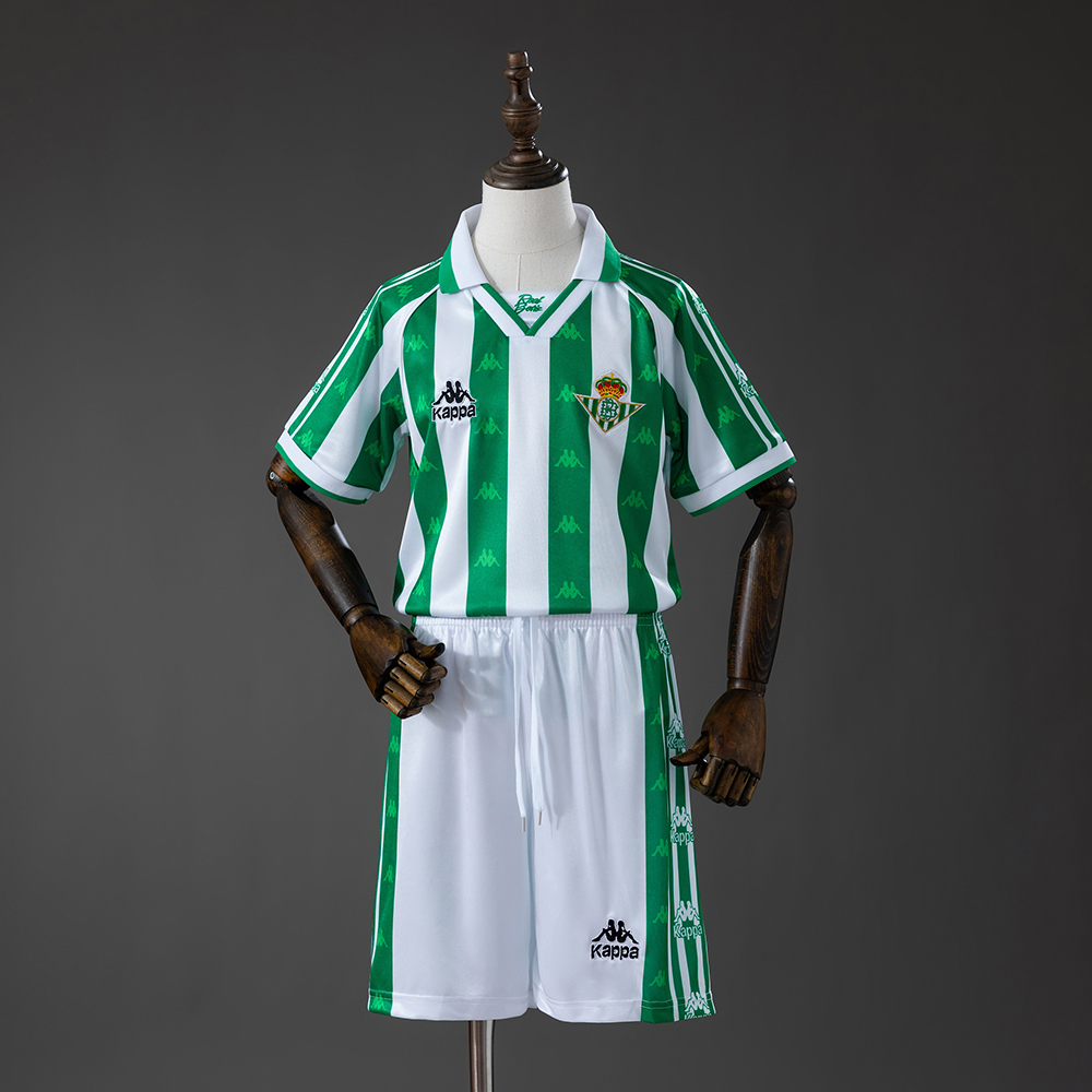 Real Betis 95_97 Home Retro Kids Kit Jersey – Replica Football Soccer Shirt – Size 16–28