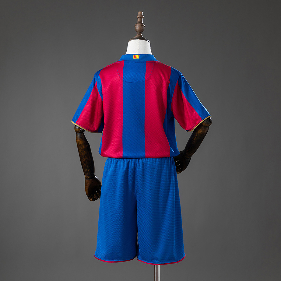 Barcelona 07_08 Home Retro Kids Kit Jersey – Replica Football Soccer Shirt – Size 16–28