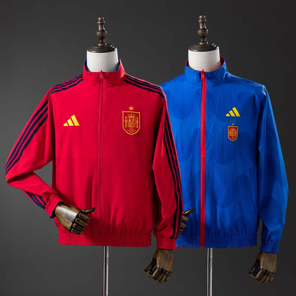 Spain 2026 Reversible Jacket Windbreaker – Red & Blue – Replica Football Soccer Jacket – S–3XL