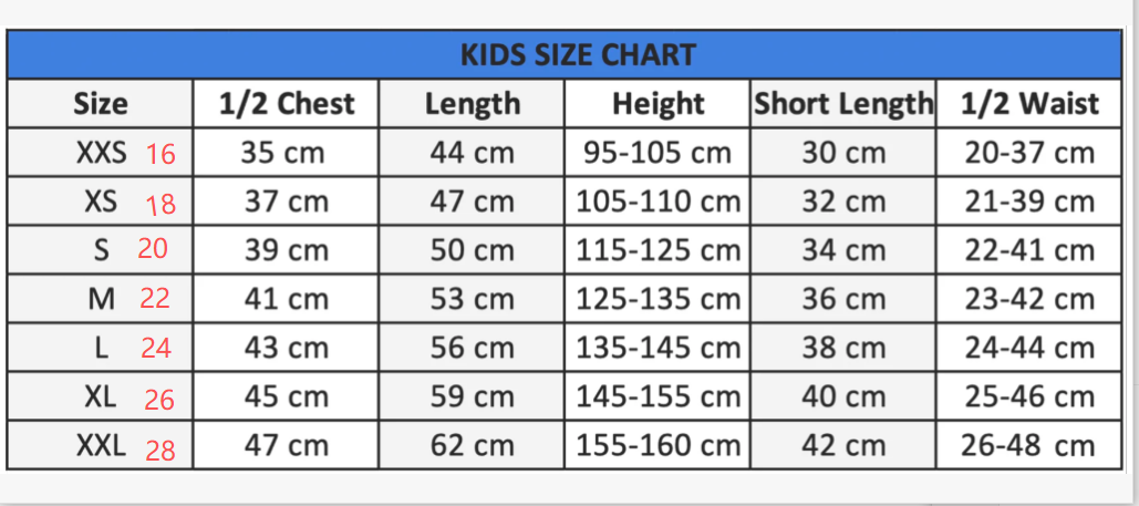 Size chart 2